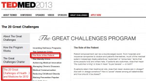 TEDMED Great Challenge: Role of the Patient